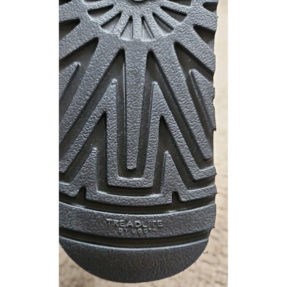 NEW UGG Black Suede Swarovski   Peacock Sheep Fur Lined Boots Sz 8 - Picture 10 of 11